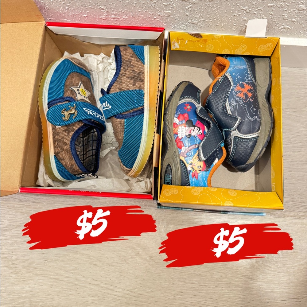 Kids Blue and Brown Shoes